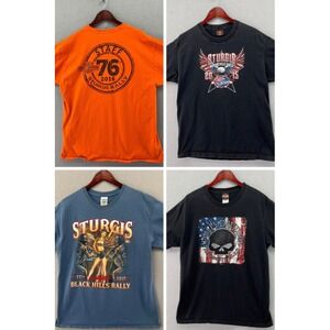 VTG Harley Davidson Motorcycle Sturgis Black Hills Pin Up Staff Shirt Lot L XL